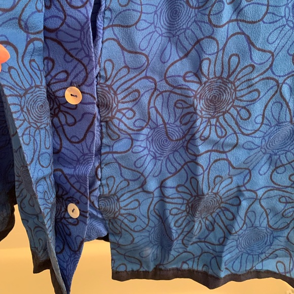 Harshita Water Flora Silk Button Down Blouse - Picture 7 of 15
